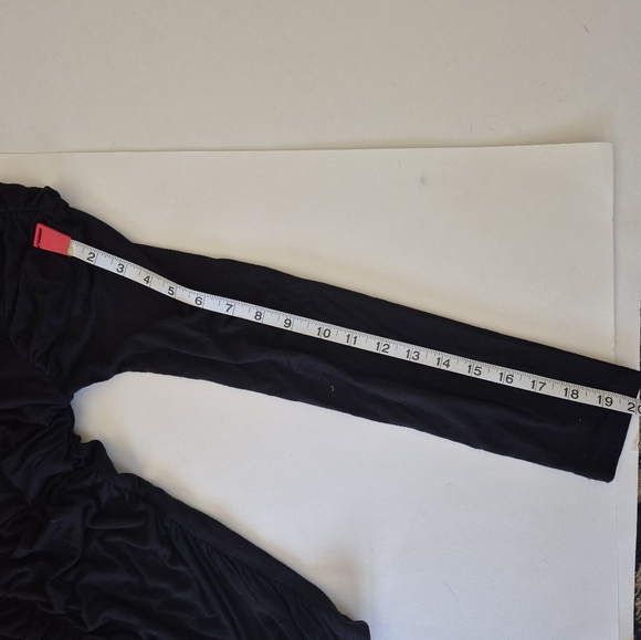 Boston Proper Top Black Ruched On / Off Shoulder Long Sleeve Size S - Picture 7 of 7